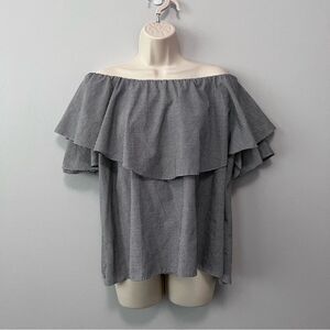 MLM Label Off-Shoulder Black and White Gingham Top Size M